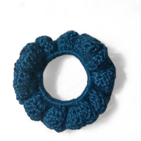 HANDMADE. Blue scrunchie set! *SET OF TWO* made from bamboo yarn! - Picture 3 of 10